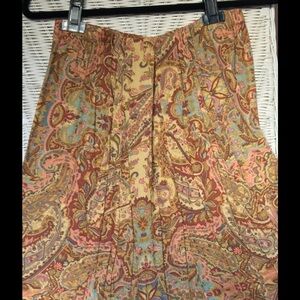 Pleated paisley knee length skirt